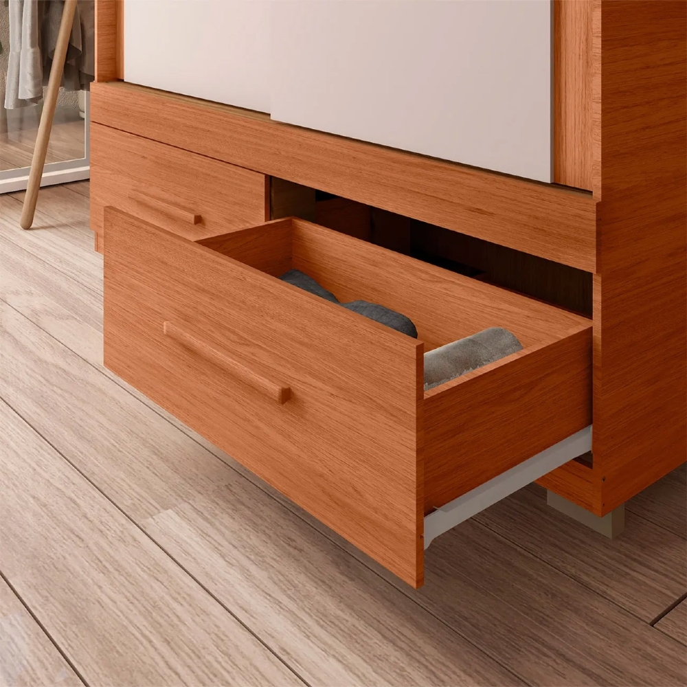 Guarda Roupa Solteiro 137cm Com Espelho Darius Freijó/Off C01 - Mpozenato