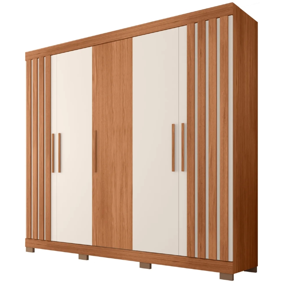 Guarda Roupa Casal 216cm Com 5 Portas Sulla Freijó/Off C01 - Mpozenato
