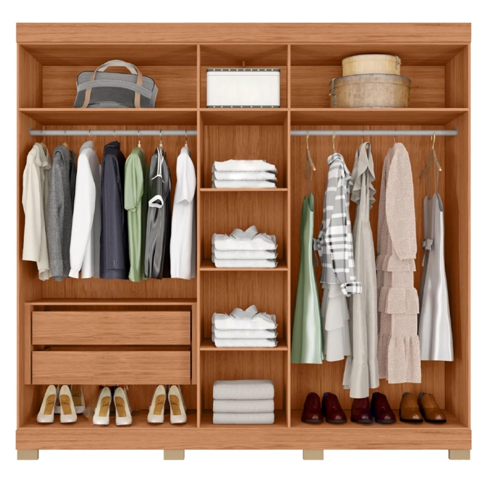 Guarda Roupa Casal 216cm Com 5 Portas Sulla Freijó/Off C01 - Mpozenato