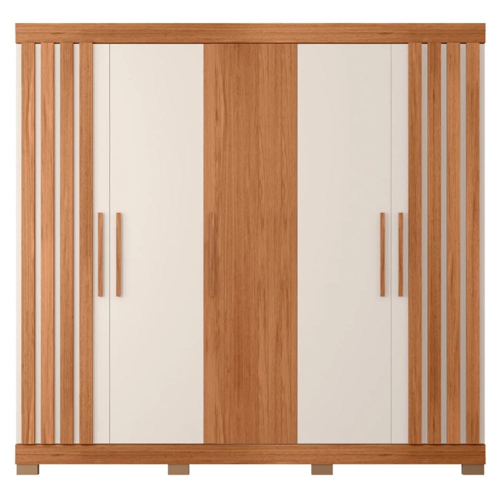 Guarda Roupa Casal 216cm Com 5 Portas Sulla Freijó/Off C01 - Mpozenato