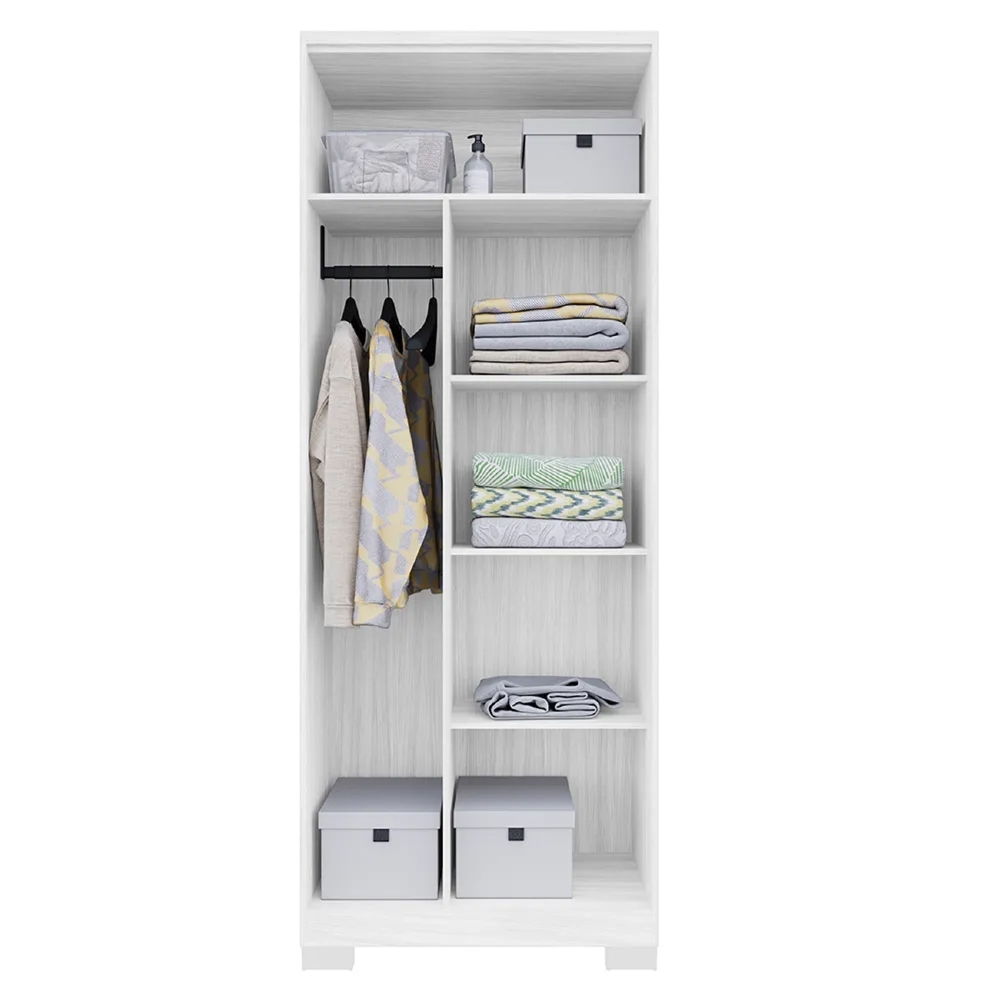 Guarda Roupa Solteiro 2 Portas com Chave Versus Carvalho Branco/Branco - Incorplac