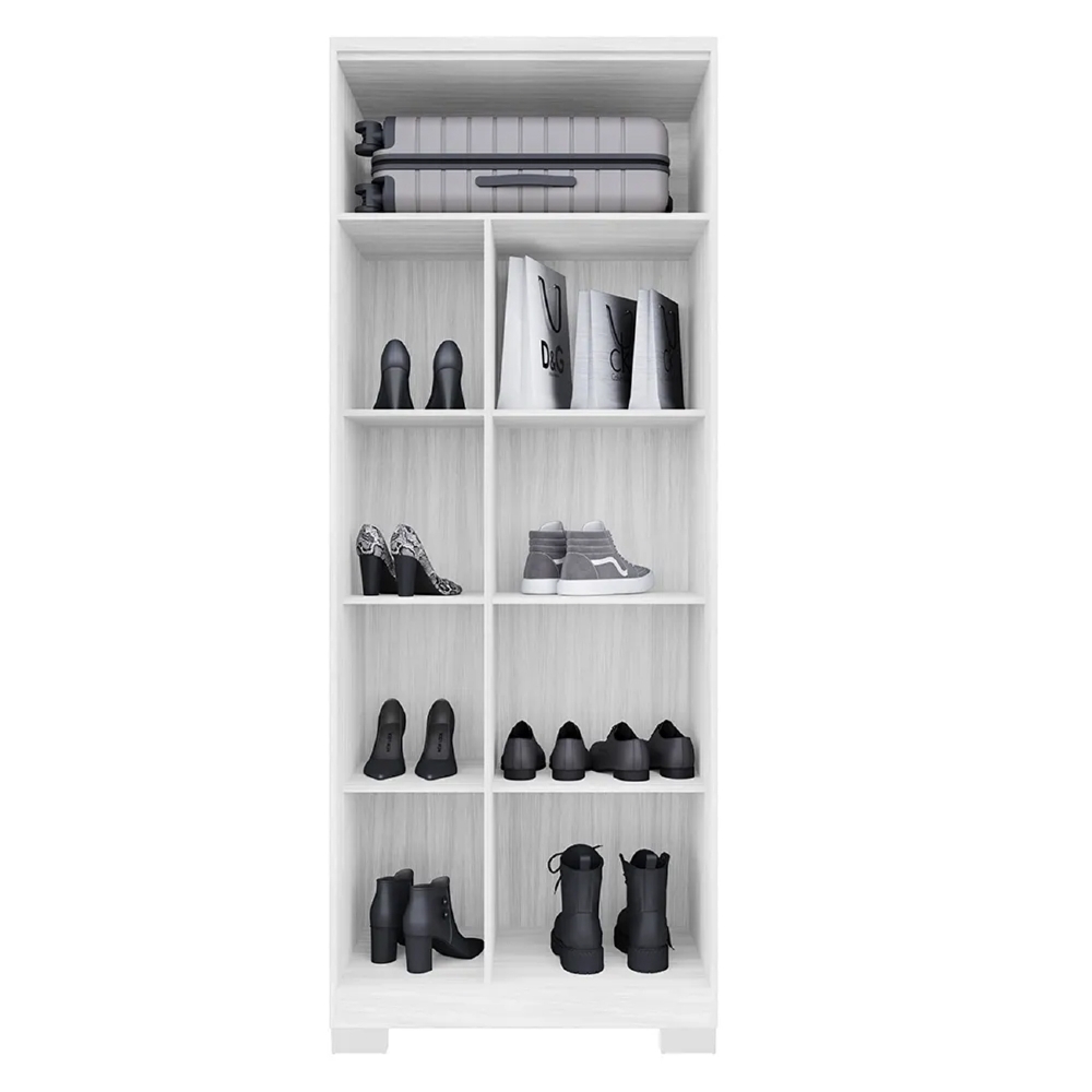 Sapateira Vertical Multiuso com Chave Versus Carvalho Branco/Branco - Incorplac