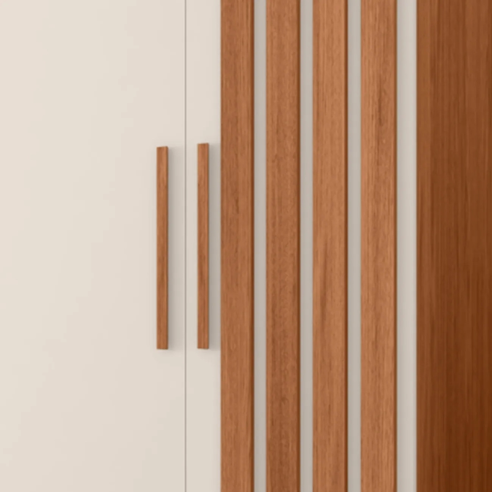 Guarda Roupa Casal 216cm 5 Portas Espelho Sulla Freijó/Off C01 - Mpozenato