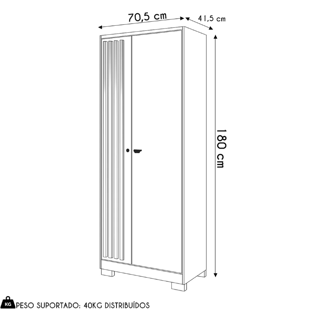 Armário para Escritório 2 Portas com Chave Versus Carvalho Branco/Branco - Incorplac