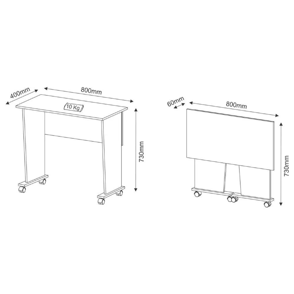 Mesa para Notebook com rodízios ME4117 Nogal  Tecno Mobili