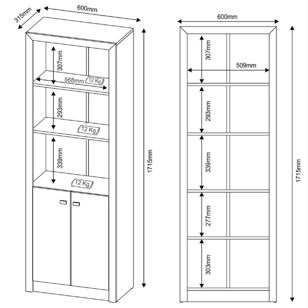 Armário Organizador para Home Office de 171,5 cm de Altura ME4110 Nogal - Tecno Mobili