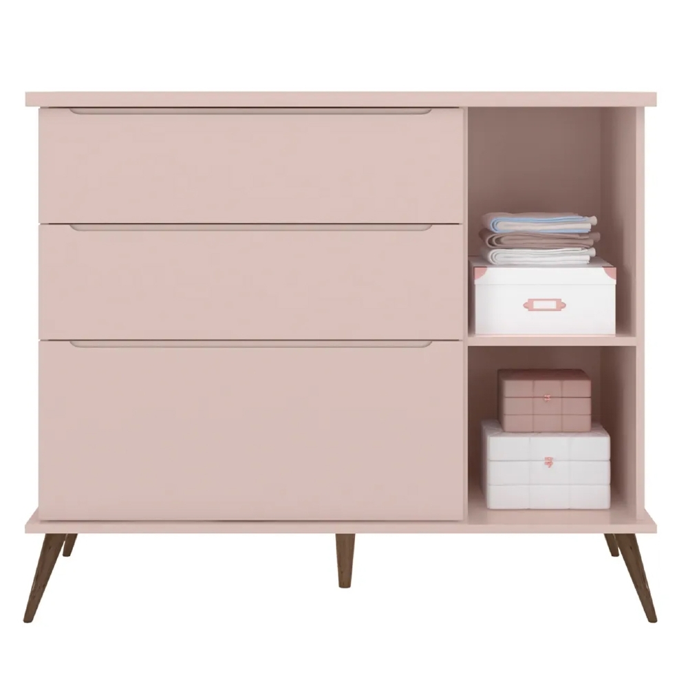 Jogo De Quarto Infantil Guarda Roupa e Cômoda 100% MDF Melinda Rosê - Phoenix