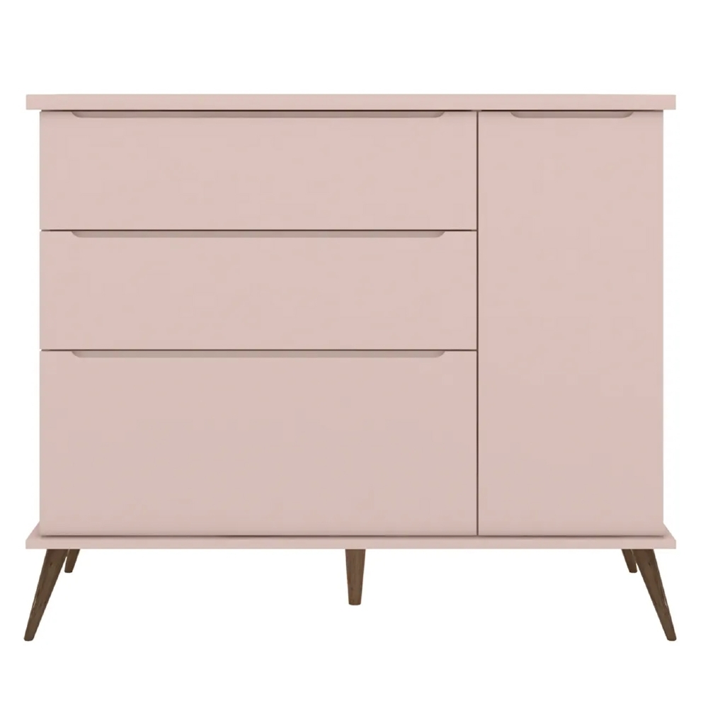 Jogo De Quarto Infantil Guarda Roupa e Cômoda 100% MDF Melinda Rosê - Phoenix