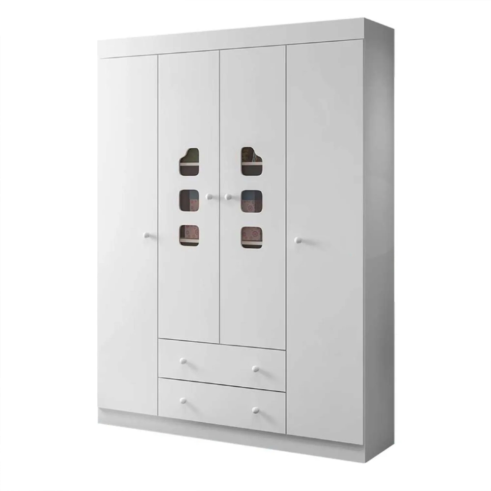 Guarda Roupa Infantil  04 Portas 100% MDF Livia Branco - Phoenix