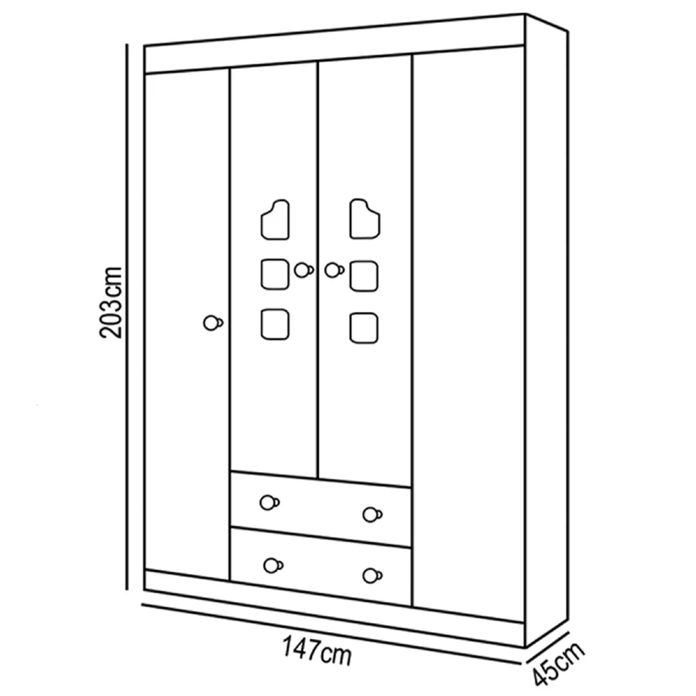 Guarda Roupa Infantil  04 Portas 100% MDF Livia Branco - Phoenix