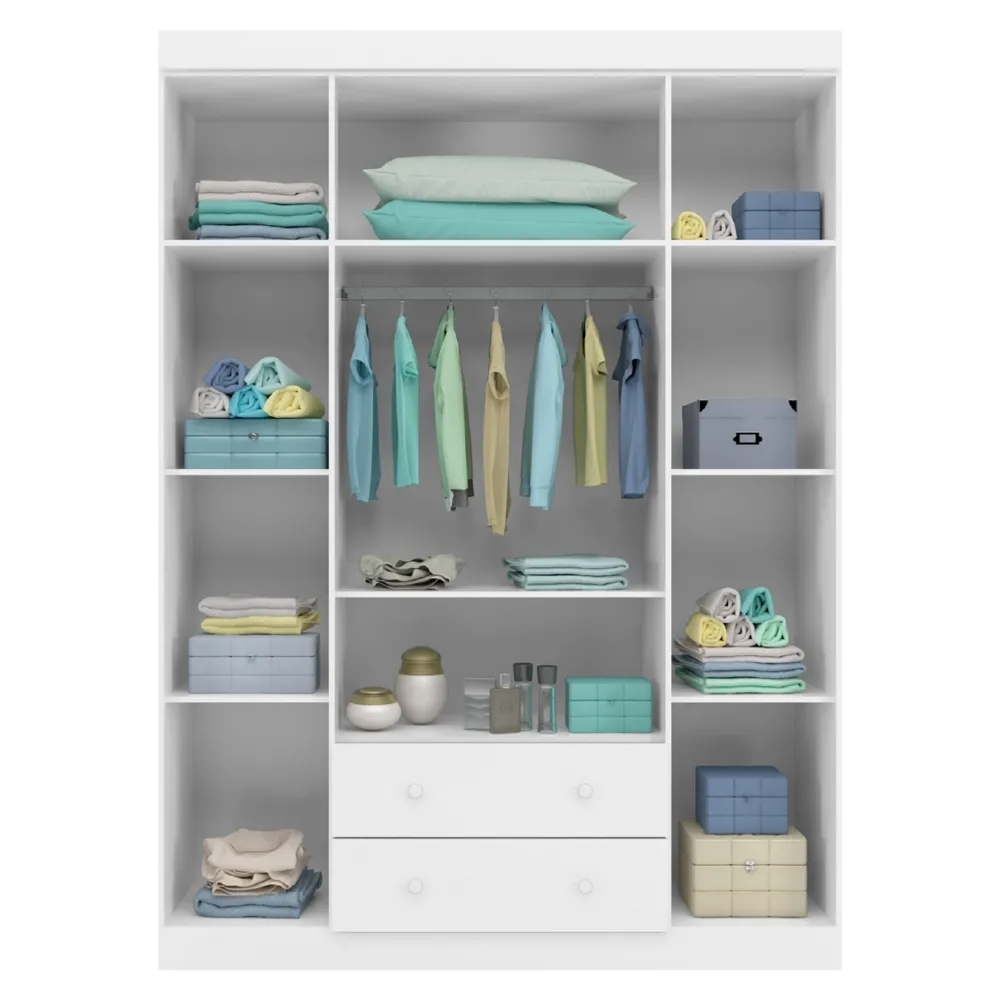 Guarda Roupa Infantil  04 Portas 100% MDF Livia Branco - Phoenix