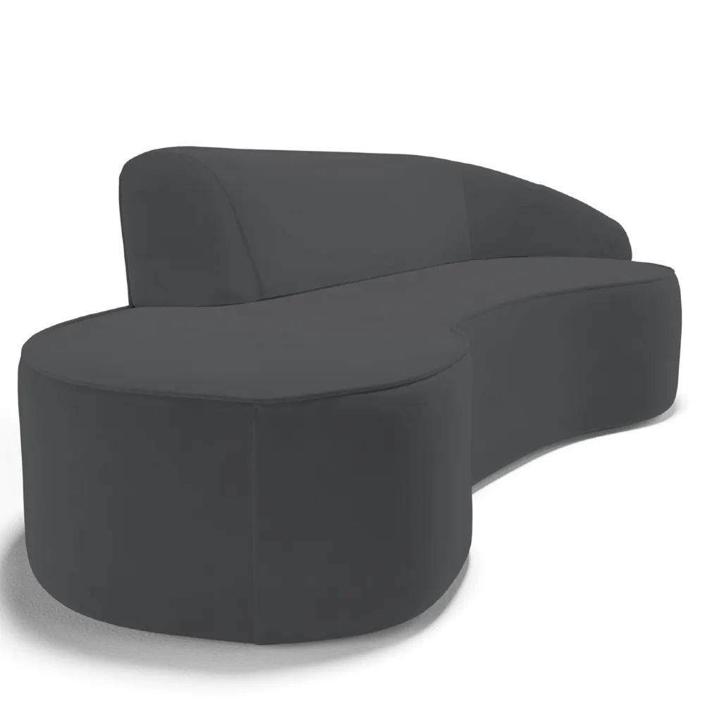 Sofá Living  4 Lugares 300cm Braço Direito Mozart D06 Veludo Cinza - Mpozenato