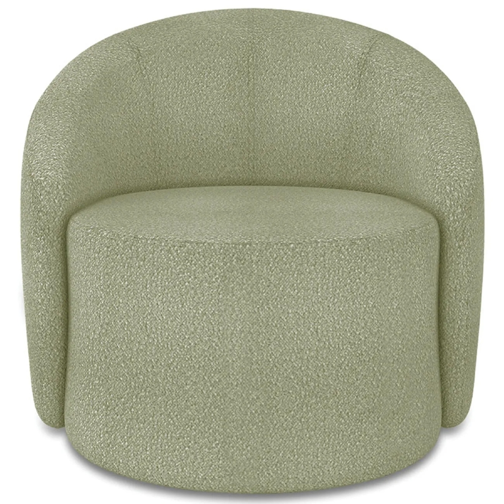 Poltrona Sala Giratória Redonda 91cm Steve Boucle Pistache  I01  - Mpozenato