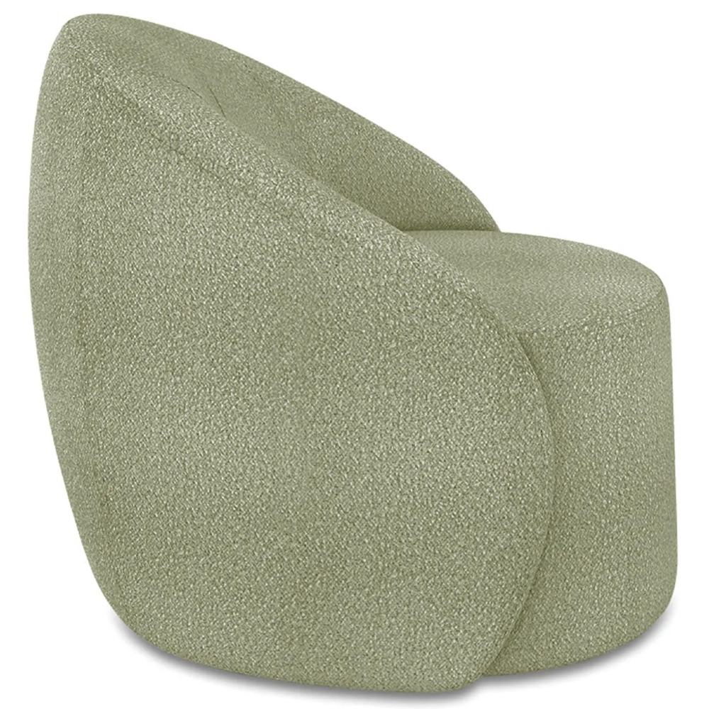 Poltrona Sala Giratória Redonda 91cm Steve Boucle Pistache  I01  - Mpozenato