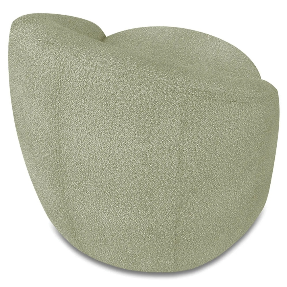 Poltrona Sala Giratória Redonda 91cm Steve Boucle Pistache  I01  - Mpozenato