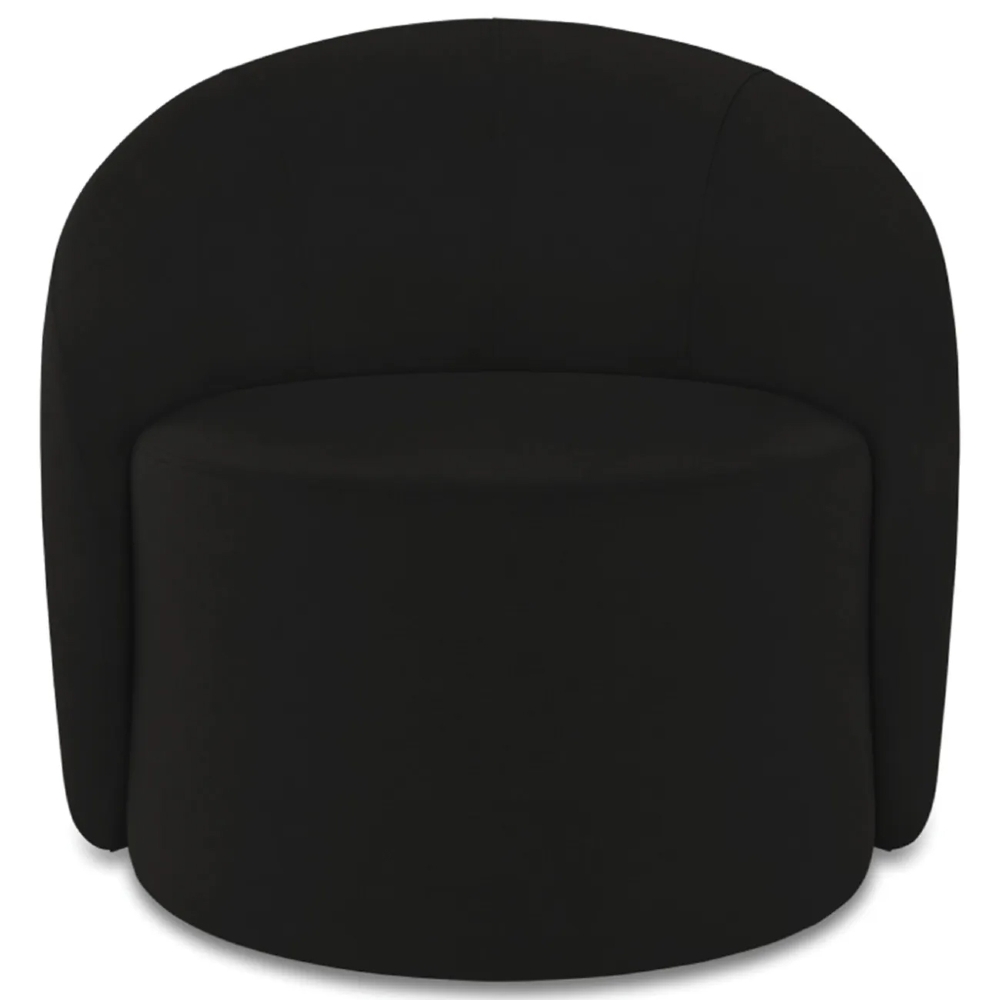 Poltrona Sala Giratória Redonda 91cm Steve Suede Preto  I01  - Mpozenato