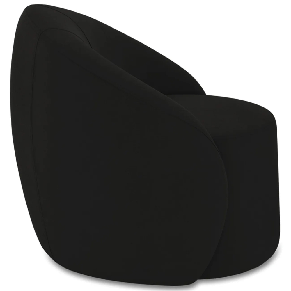 Poltrona Sala Giratória Redonda 91cm Steve Suede Preto  I01  - Mpozenato