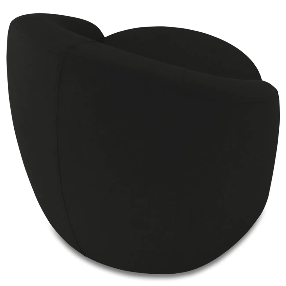 Poltrona Sala Giratória Redonda 91cm Steve Suede Preto  I01  - Mpozenato