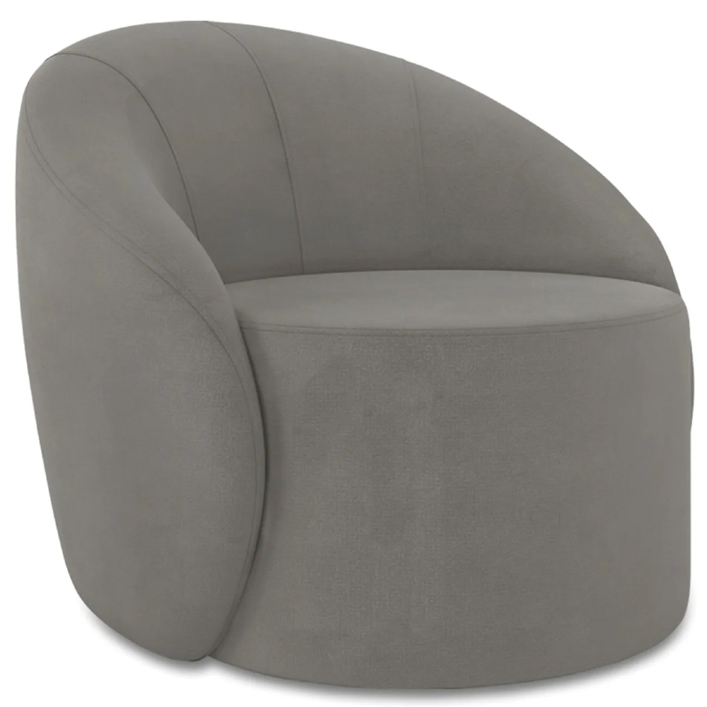 Poltrona Sala Decorativa Redonda Kit 2 Steve Suede Grafite  I01  - Mpozenato