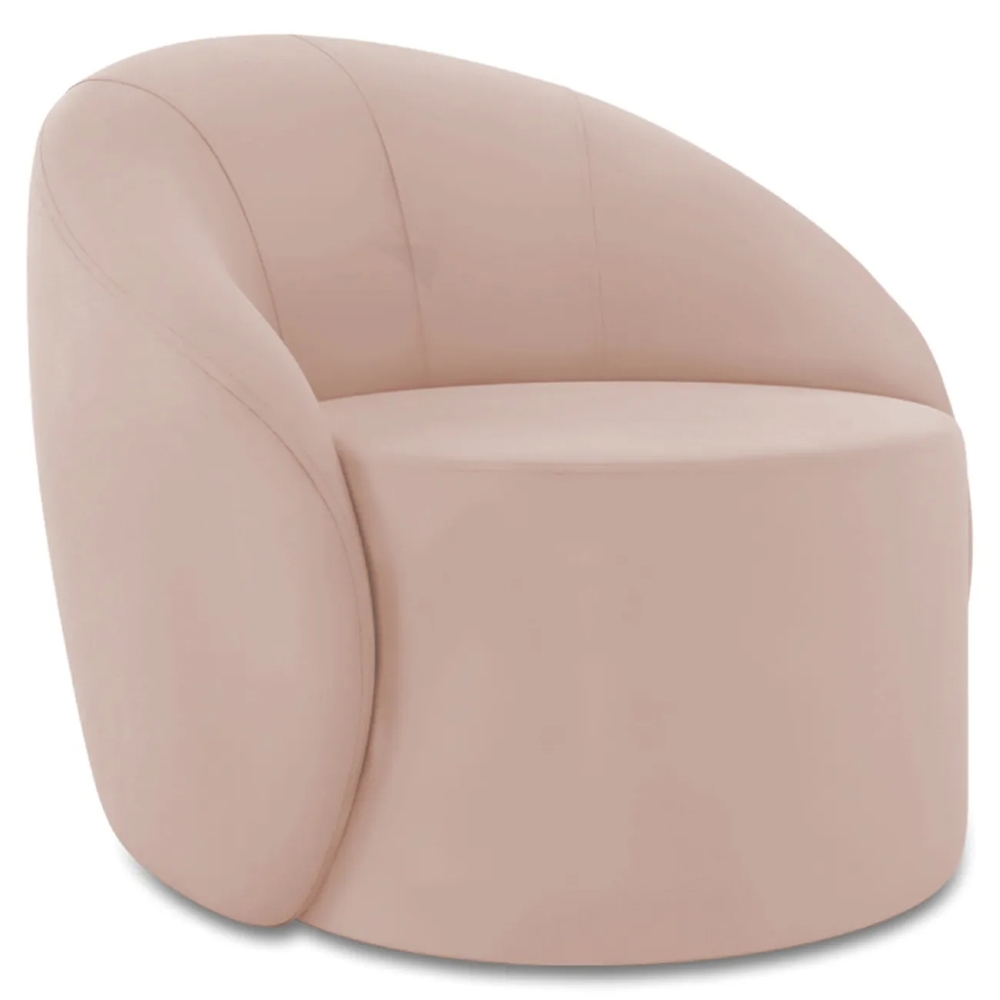Poltrona Sala Giratória Redonda 91cm Steve Veludo Rose  I01  - Mpozenato