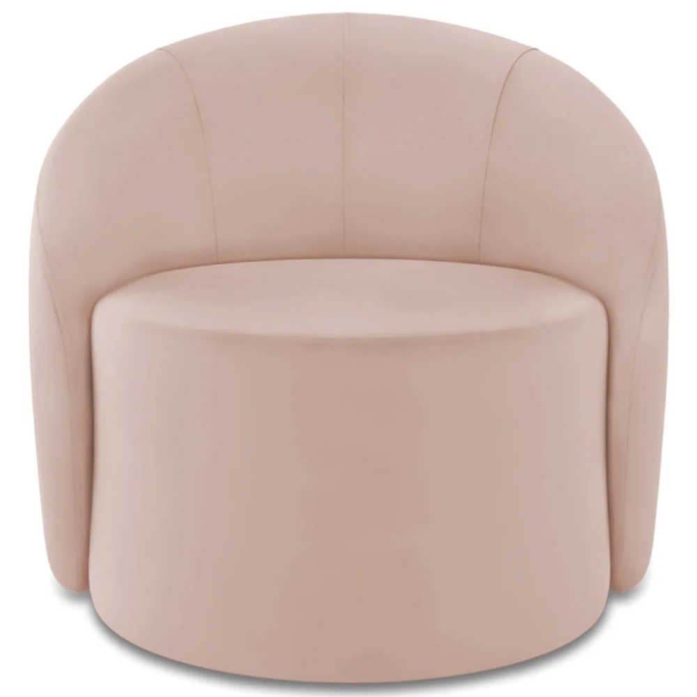 Poltrona Sala Giratória Redonda 91cm Steve Veludo Rose  I01  - Mpozenato