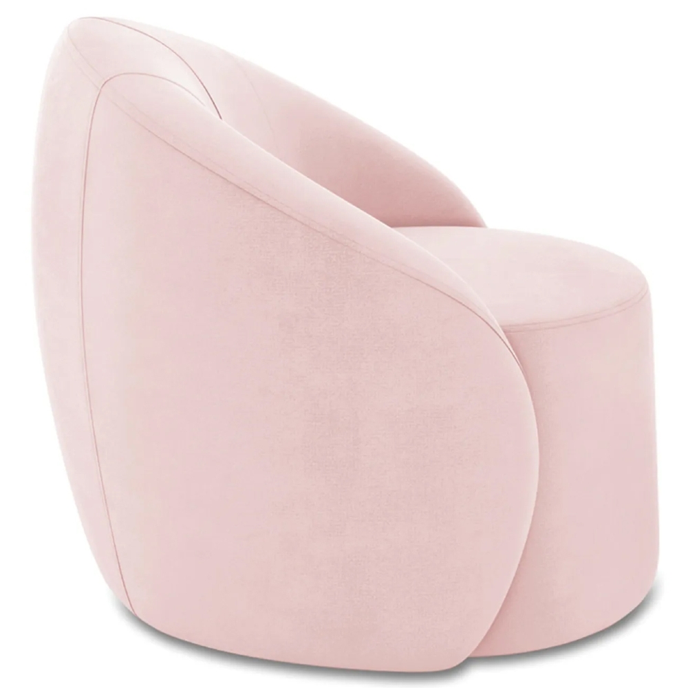 Poltrona Sala Giratória Redonda 91cm Steve Suede Rosa Bebê  I01  - Mpozenato