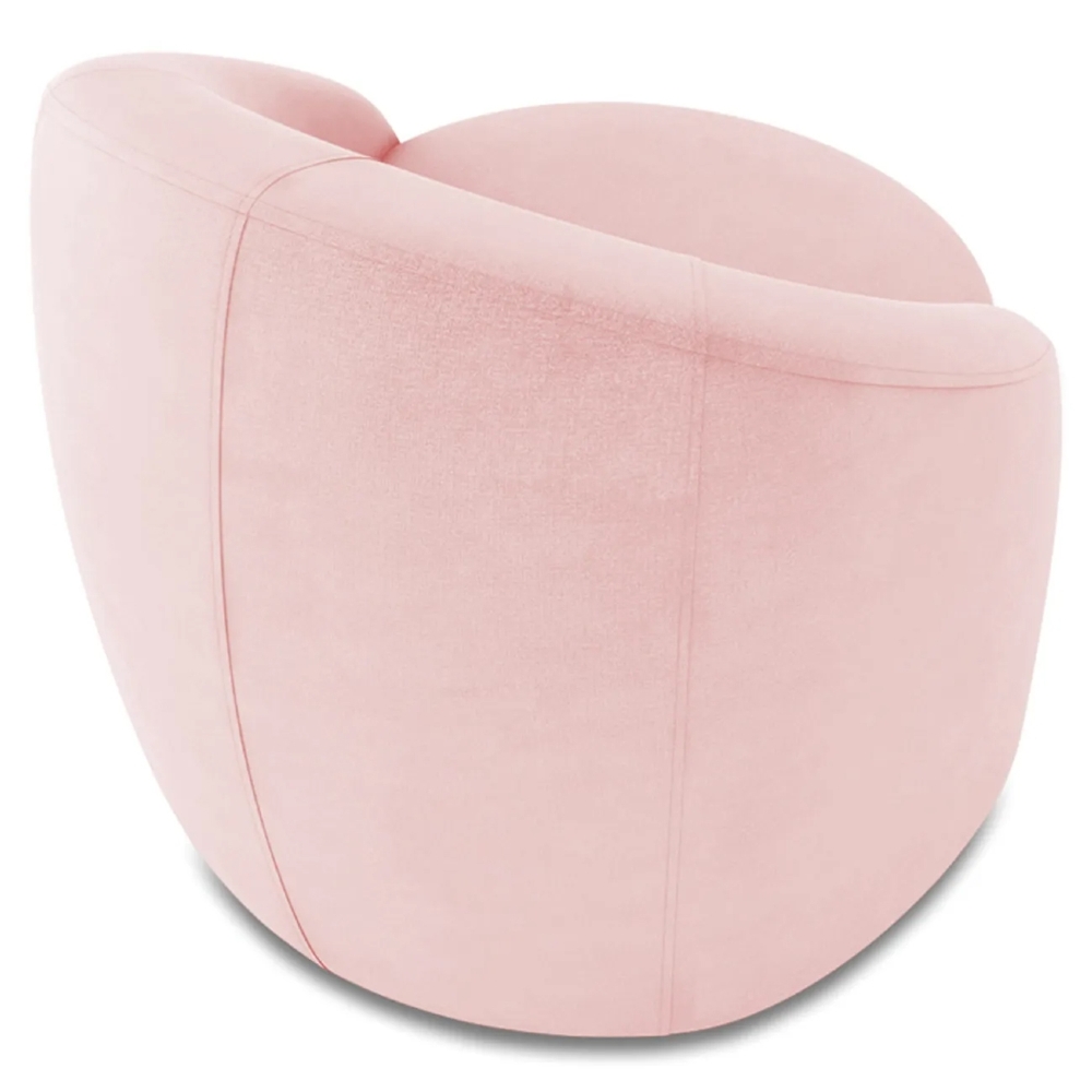 Poltrona Sala Giratória Redonda 91cm Steve Suede Rosa Bebê  I01  - Mpozenato