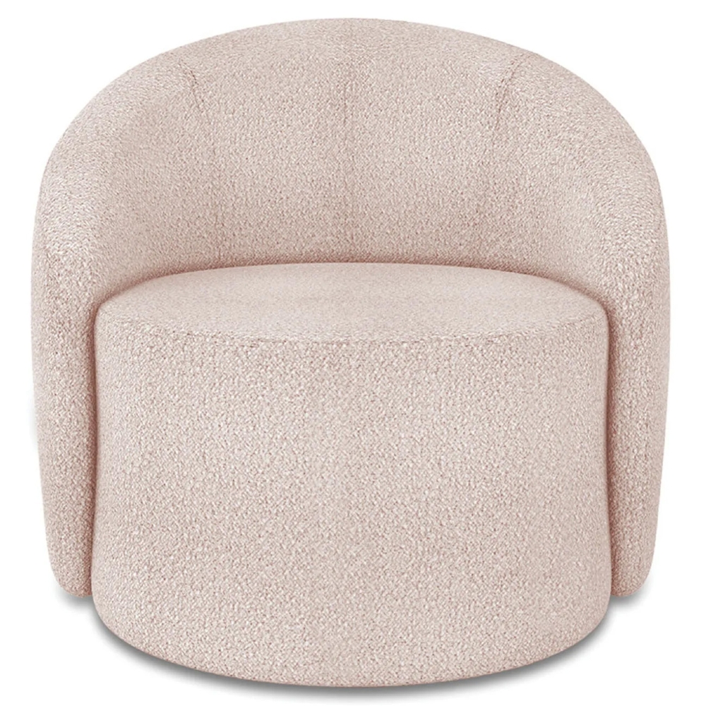 Poltrona Sala Giratória Redonda 91cm Steve Boucle Rose  I01  - Mpozenato
