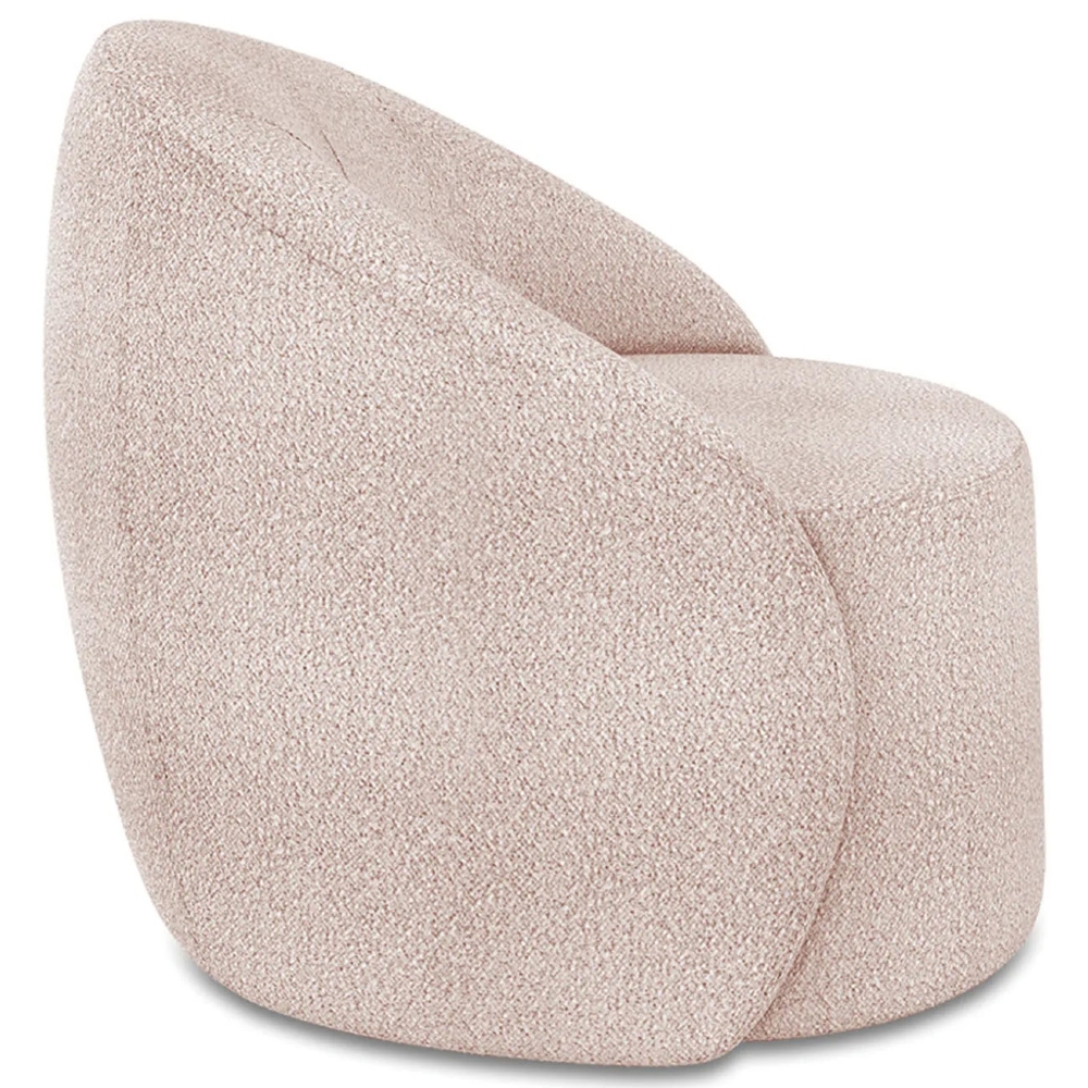 Poltrona Sala Giratória Redonda 91cm Steve Boucle Rose  I01  - Mpozenato