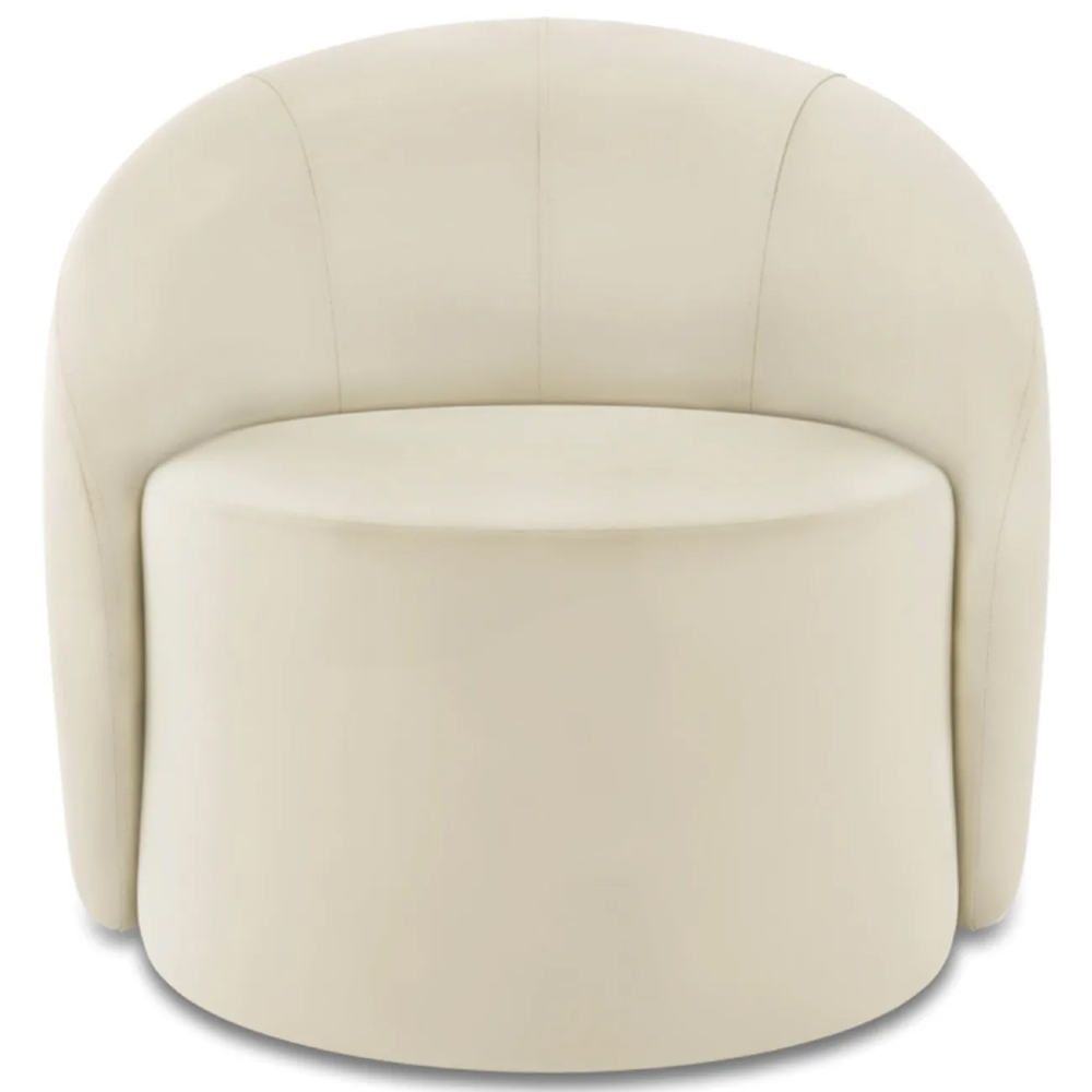 Poltrona Sala Giratória Redonda 91cm Steve Veludo Bege  I01  - Mpozenato