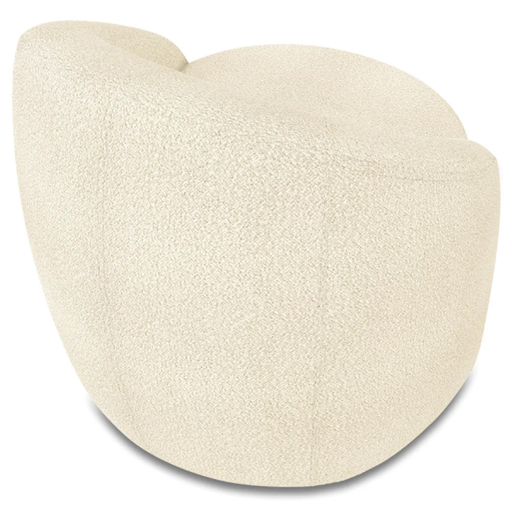 Poltrona Sala Giratória Redonda 91cm Steve Boucle Bege  I01  - Mpozenato