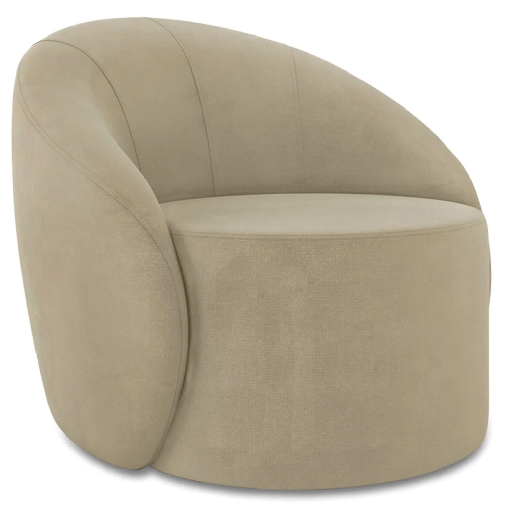 Poltrona Sala Giratória Redonda 91cm Steve Suede Marrom Rt  I01  - Mpozenato