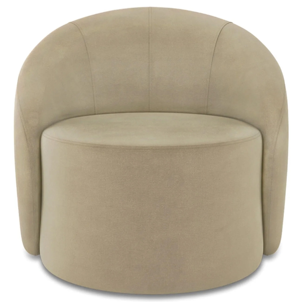 Poltrona Sala Giratória Redonda 91cm Steve Suede Marrom Rt  I01  - Mpozenato