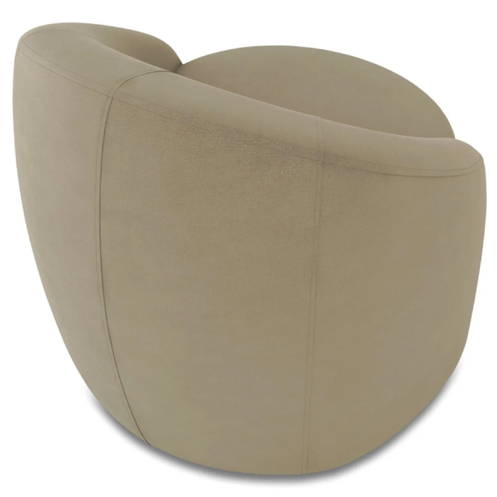 Poltrona Sala Giratória Redonda 91cm Steve Suede Marrom Rt  I01  - Mpozenato