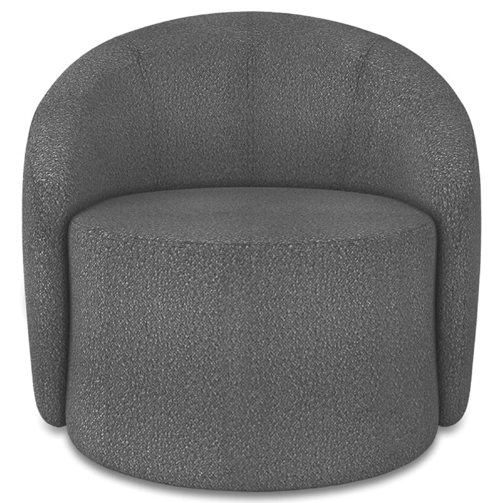 Poltrona Sala Decorativa Redonda 91cm Steve Boucle Grafite  I01  - Mpozenato