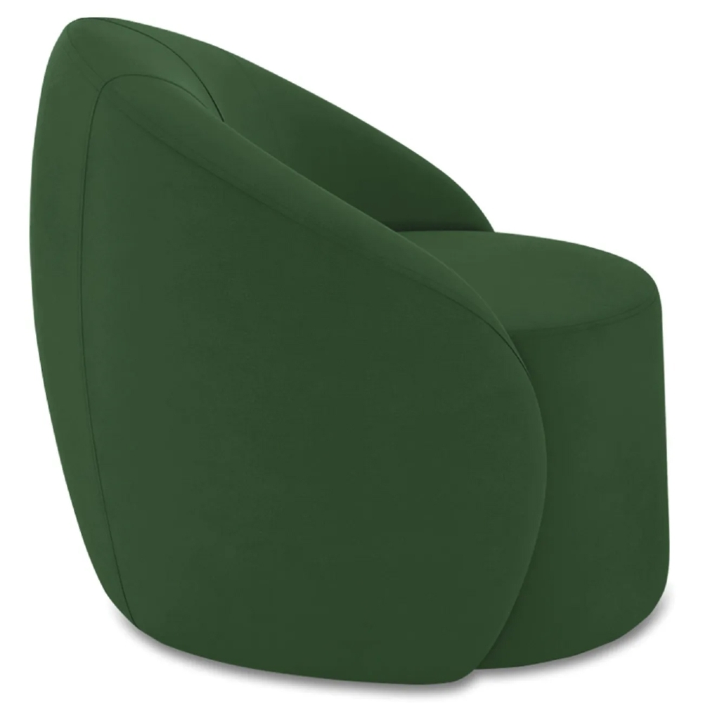 Poltrona Sala Giratória Redonda 91cm Steve Suede Verde  I01  - Mpozenato