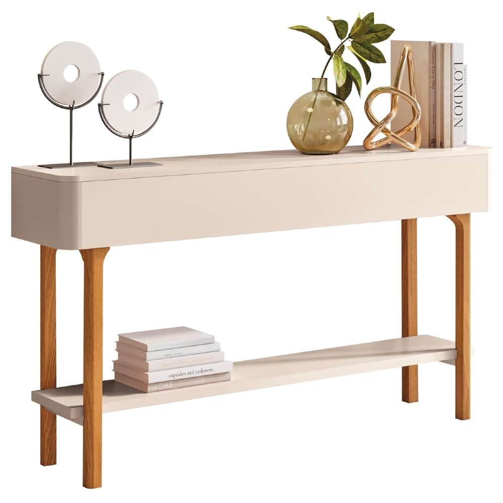 Aparador Sala de Estar 136cm Com Prateleira Fiero Off White - HB Móveis