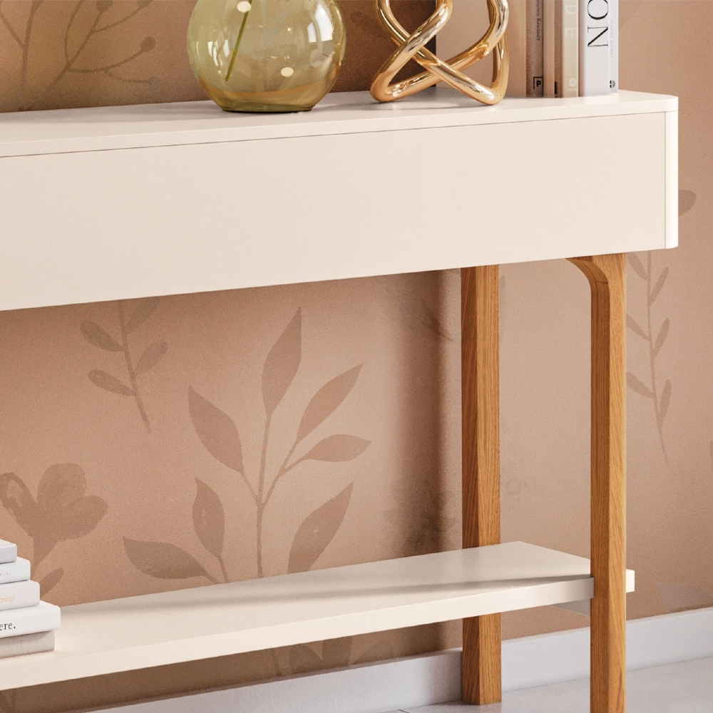 Aparador Sala de Estar 136cm Com Prateleira Fiero Off White - HB Móveis