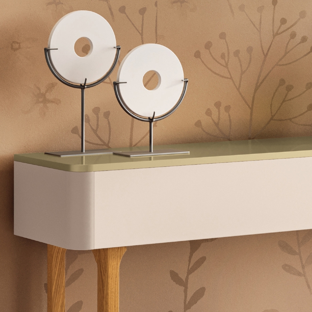 Aparador Sala de Estar 136cm Com Prateleira Fiero Off/Champanhe - HB Móveis