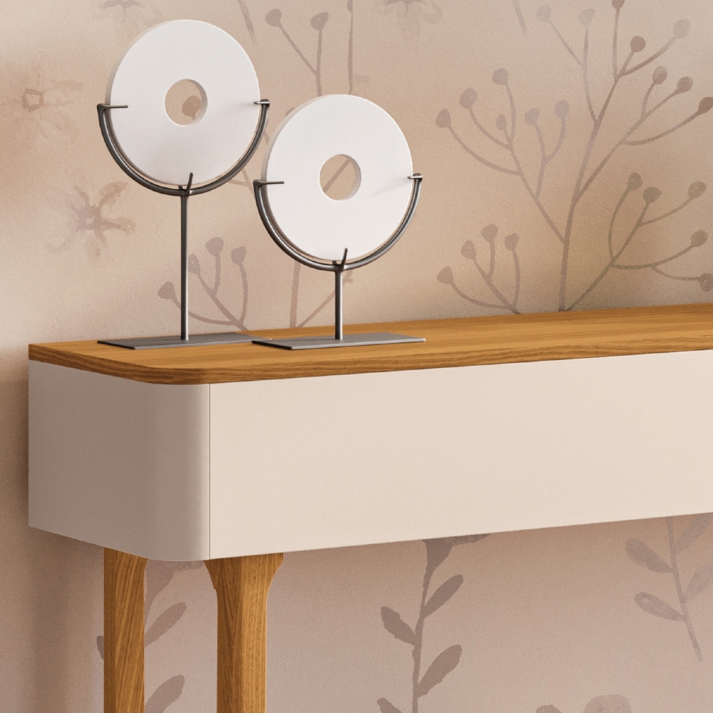 Aparador Sala de Estar 136cm Com Prateleira Fiero Off/Cinamomo - HB Móveis