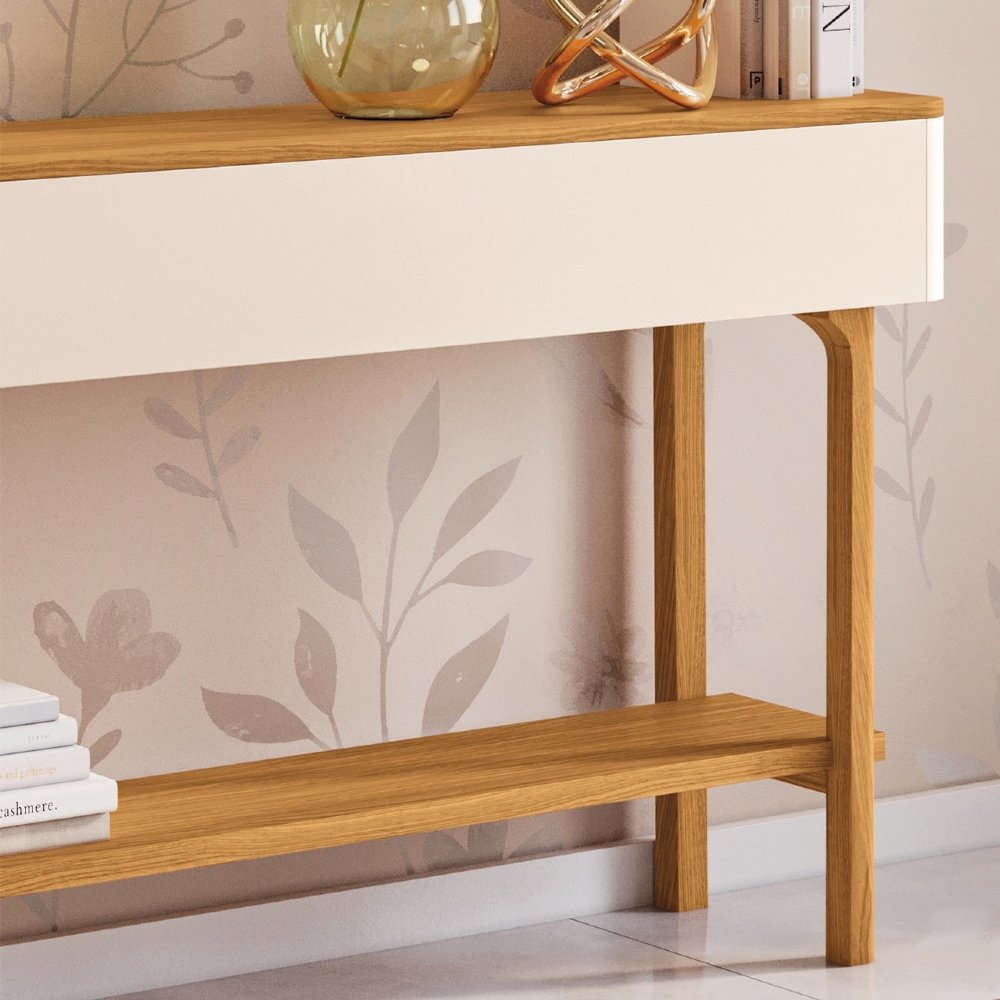 Aparador Sala de Estar 136cm Com Prateleira Fiero Off/Cinamomo - HB Móveis