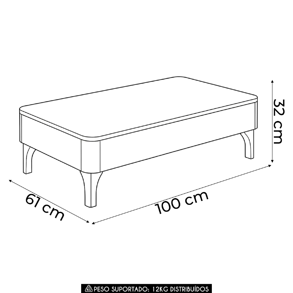 Aparador Sala de Estar Fiero e Mesa de Centro Liz Off White - HB Móveis