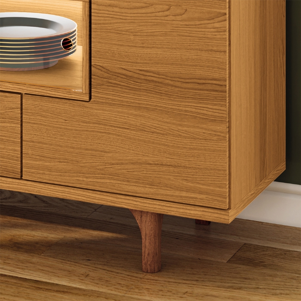 Buffet Aparador 160cm Com LED 3 Portas Islam Cinamomo H01 - Mpozenato