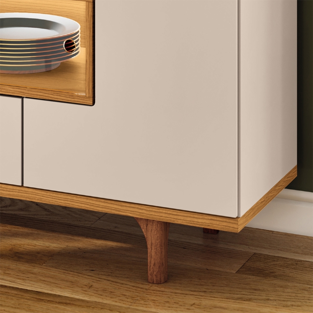 Buffet Aparador 160cm Com LED 3 Portas Islam Off/Cinamomo H01 - Mpozenato