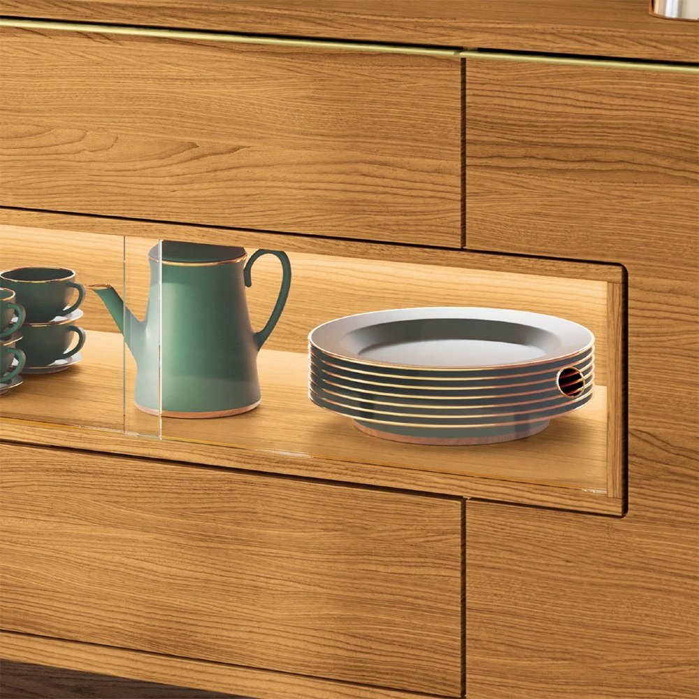 Buffet Aparador 160cm Com LED 3 Portas Murano Cinamomo - HB Móveis