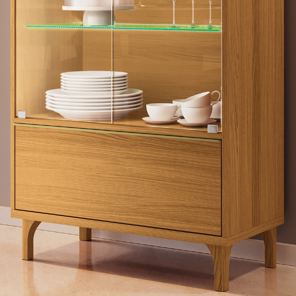 Cristaleira Portas de Vidro Com LED 76cm Delux Cinamomo H01 - Mpozenato