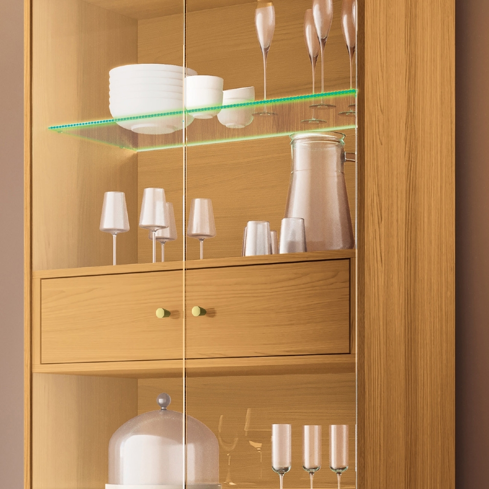 Cristaleira Portas de Vidro Com LED 76cm Lumina Cinamomo - HB Móveis