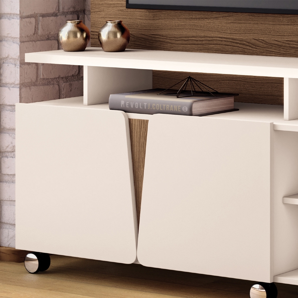 Estante Painel TV 70 Pol 200cm com LED Derek Castanho/Off H01 - Mpozenato