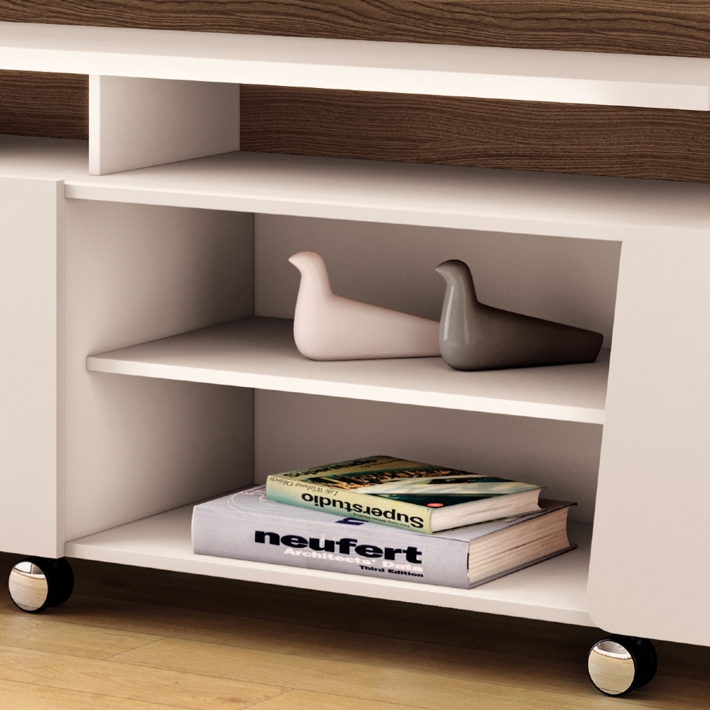 Estante Painel TV 70 Pol 200cm com LED Derek Castanho/Off H01 - Mpozenato