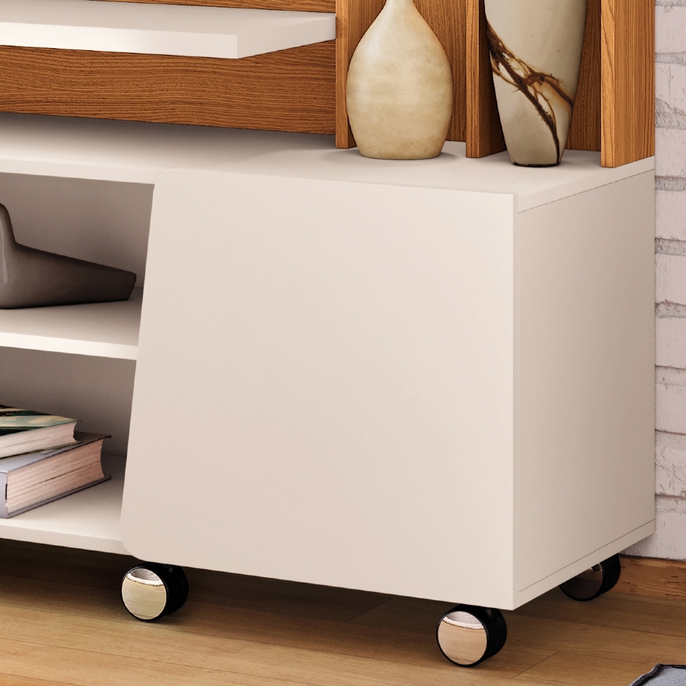 Estante Painel TV 70 Pol 200cm com LED Derek Cinamomo/Off H01 - Mpozenato